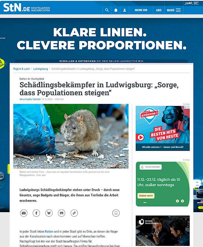 25-12-16 Screenshot von stuttgarter-nachrichten.de des Beitrags _ Schädlingsbekämpfer in Ludwigsburg